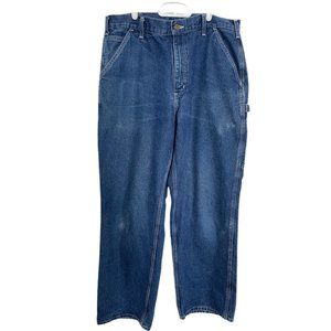 Carhartt Men’s Loose Fit Carpenter Jeans B13DST Blue Denim Size 35x30 Distressed